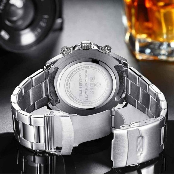 NEW Watch Chronograph Stainless Steel Waterproof Date Analog Quartz Wrist Watch - Picture 6 of 6